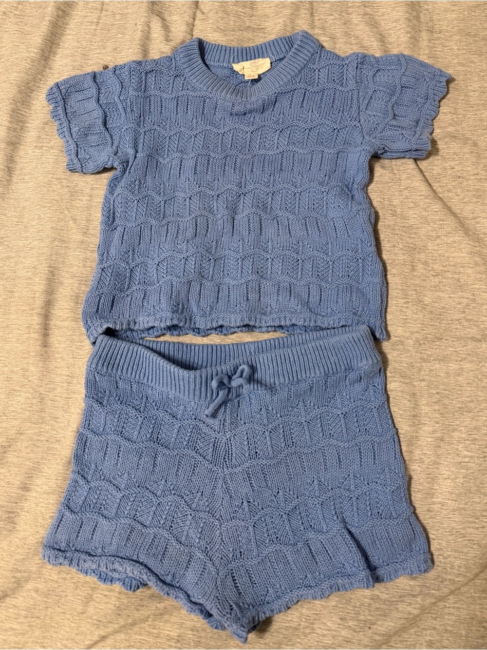 Blue Knit Two-Piece Top & Shorts Set - Kids